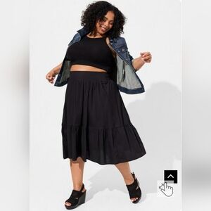 Midi Poplin Tiered Skirt